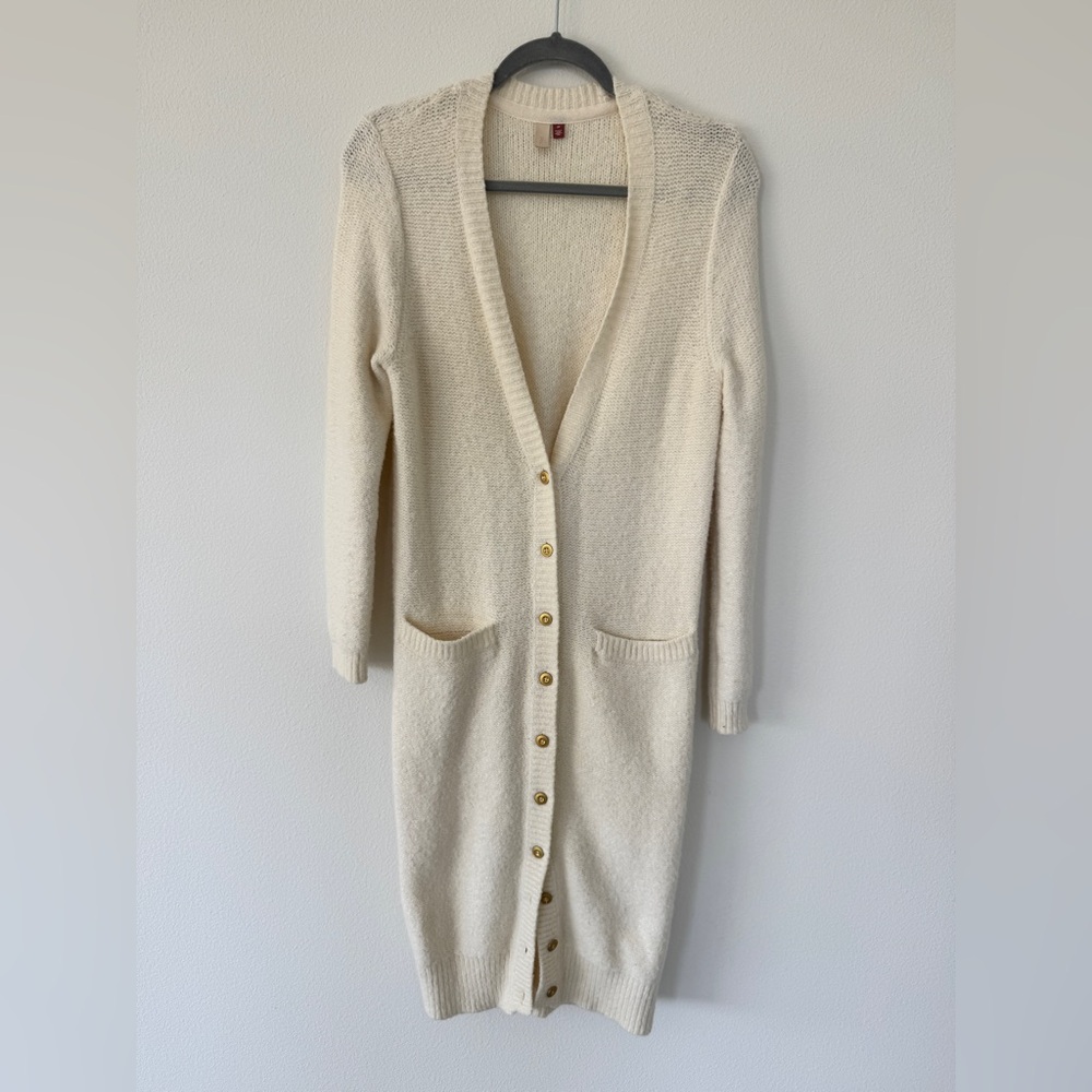 Pilcro Cream Long Cardigan Sweater